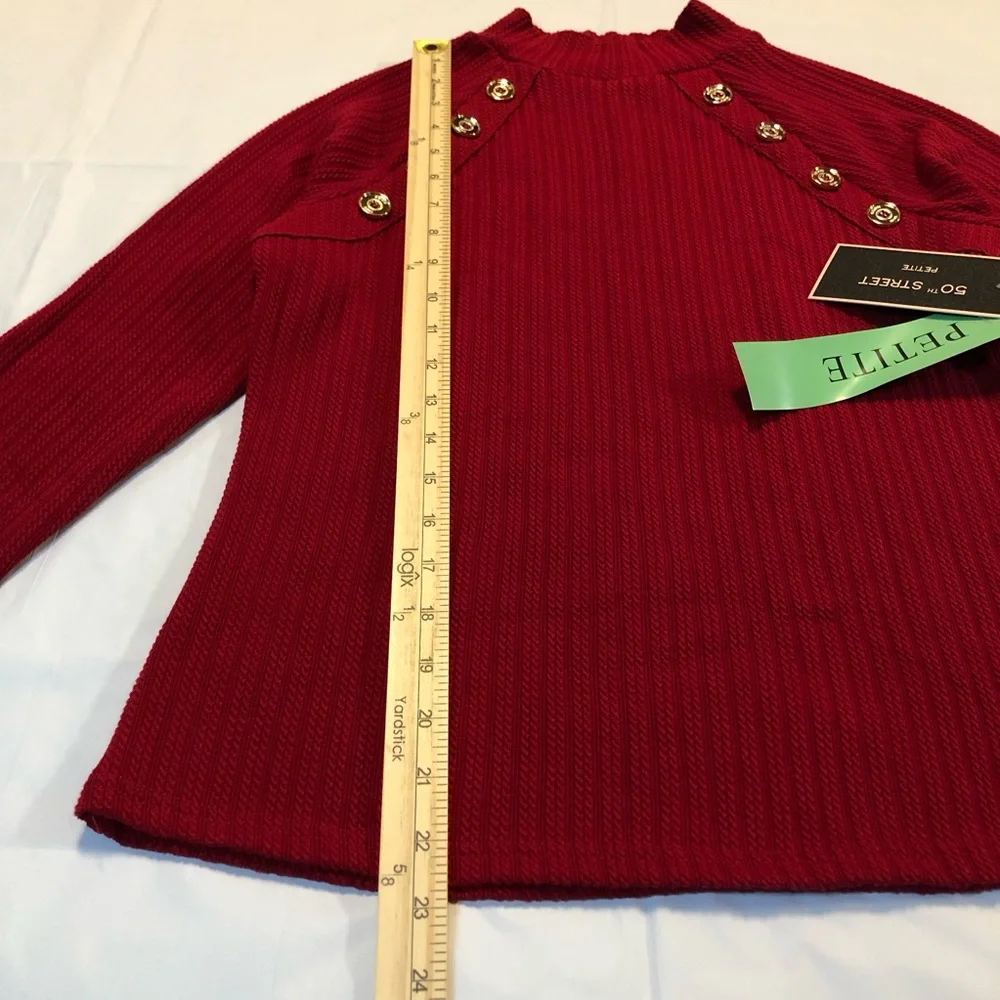 NWT 50th Street Women’s Long Sleeve Stretch Pullover Knit Red Sweater PL